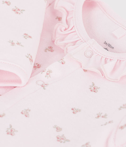|| Petit Bateau || Fluwelen boxpak met voetjes en kraagje - Bloemetjes