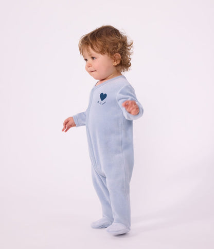 || Petit Bateau || Velours boxpak met voetjes blauw - Hart