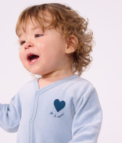 || Petit Bateau || Velours boxpak met voetjes blauw - Hart