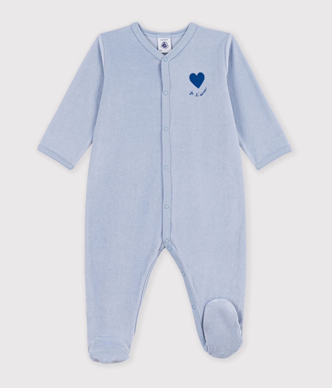 || Petit Bateau || Velours boxpak met voetjes blauw - Hart