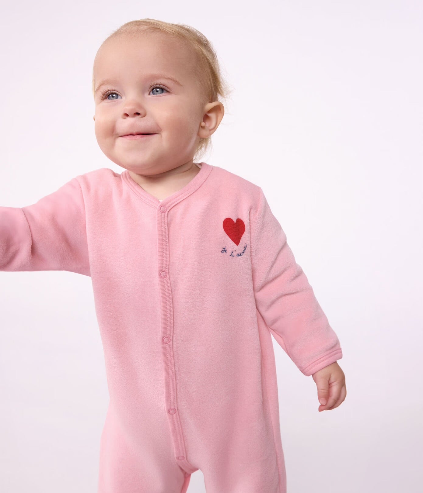 || Petit Bateau || Velours boxpak met voetjes roze - Hart