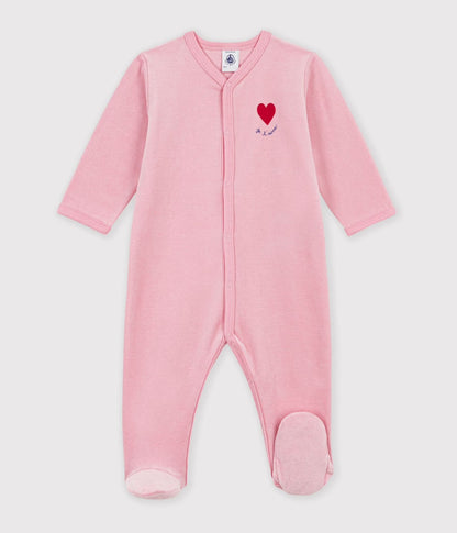 || Petit Bateau || Velours boxpak met voetjes roze - Hart
