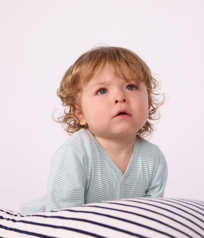 || Petit Bateau || Katoenen boxpak met voetjes groen - Gestreept