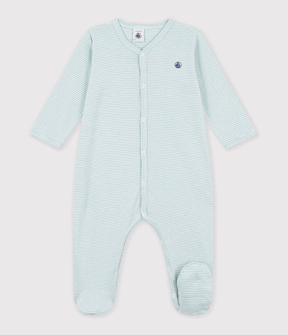 || Petit Bateau || Katoenen boxpak met voetjes groen - Gestreept
