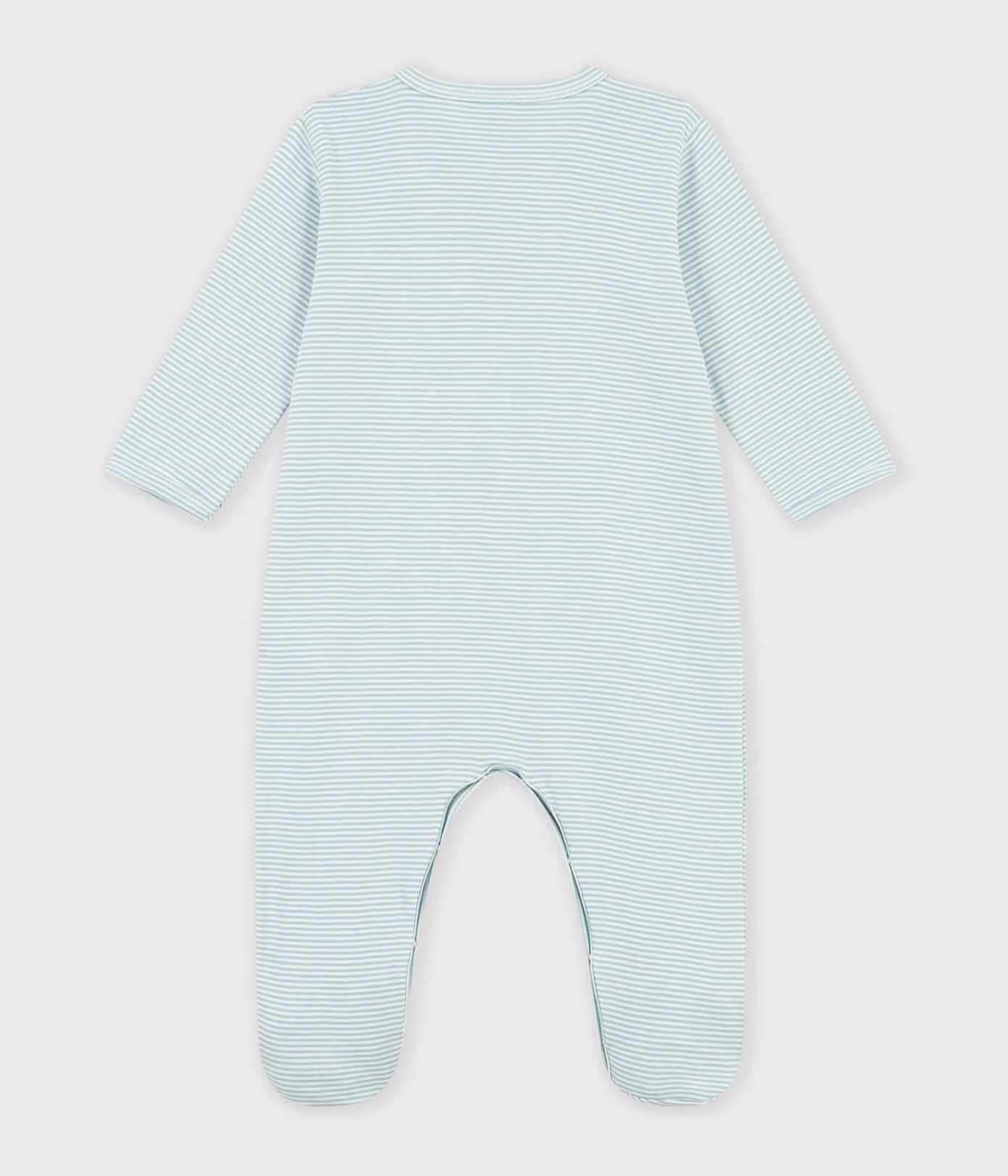 || Petit Bateau || Katoenen boxpak met voetjes groen - Gestreept