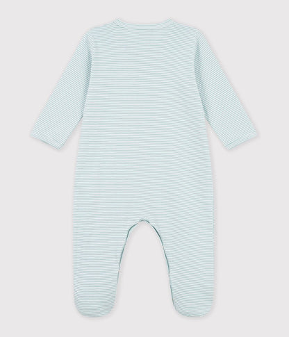|| Petit Bateau || Katoenen boxpak met voetjes groen - Gestreept