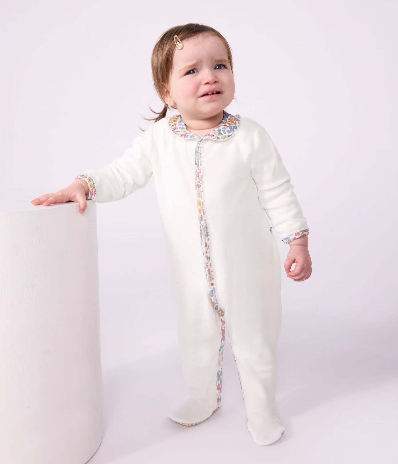 || Petit Bateau || Fluwelen boxpak met voetjes en kraagje - Bloemen
