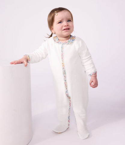 || Petit Bateau || Fluwelen boxpak met voetjes en kraagje - Bloemen