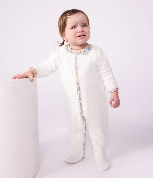 || Petit Bateau || Fluwelen boxpak met voetjes en kraagje - Bloemen