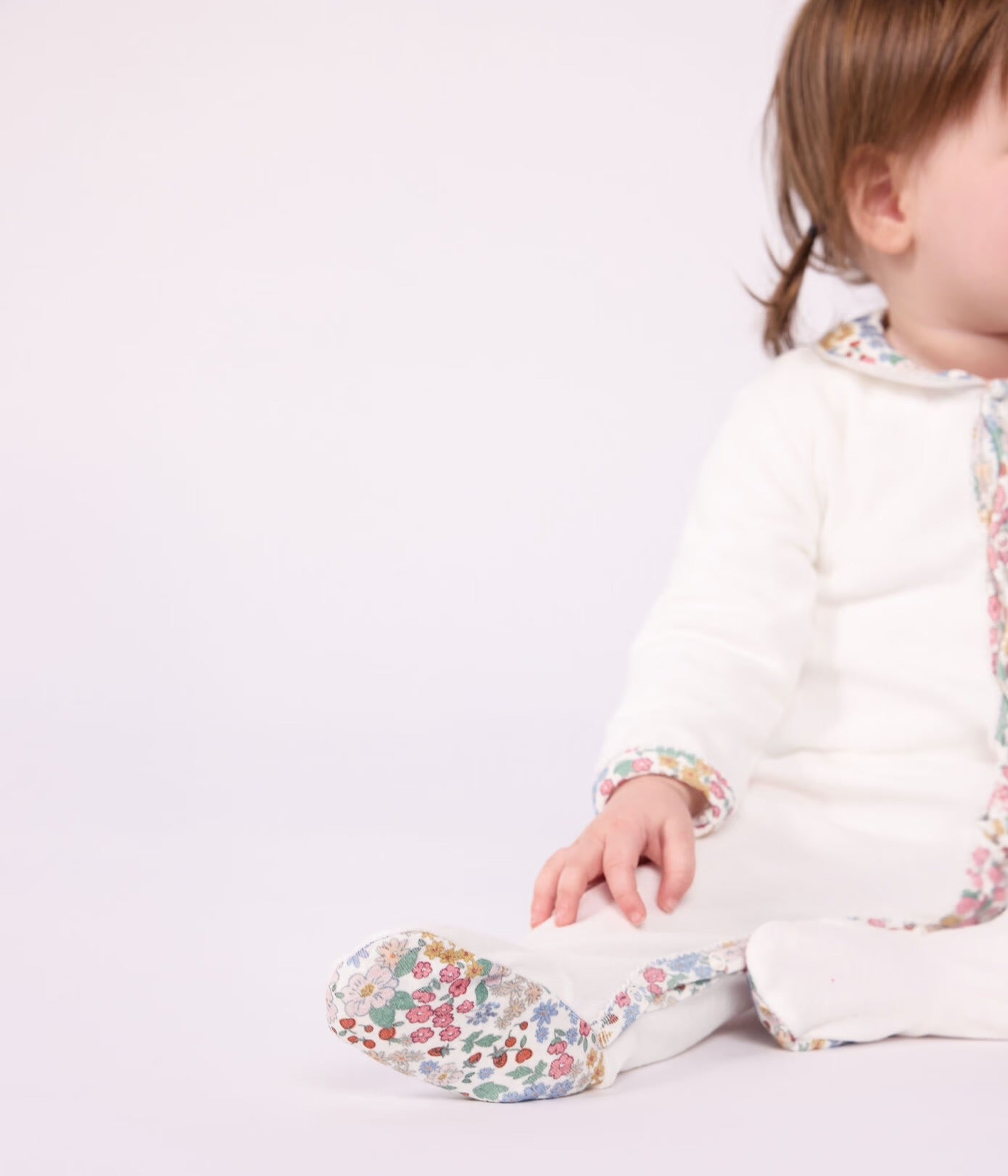 || Petit Bateau || Fluwelen boxpak met voetjes en kraagje - Bloemen