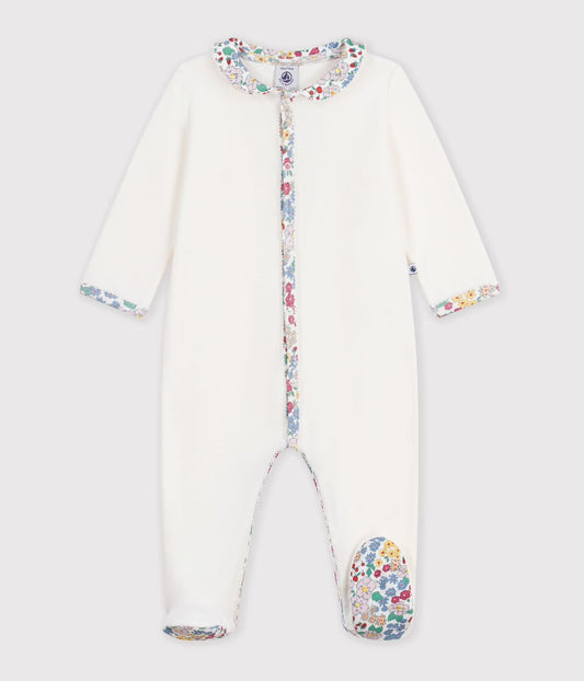 || Petit Bateau || Fluwelen boxpak met voetjes en kraagje - Bloemen