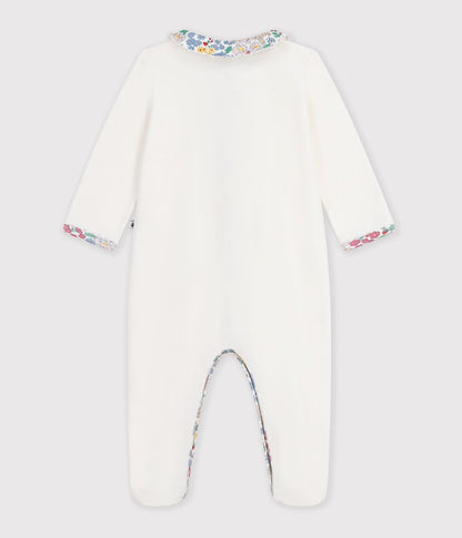 || Petit Bateau || Fluwelen boxpak met voetjes en kraagje - Bloemen