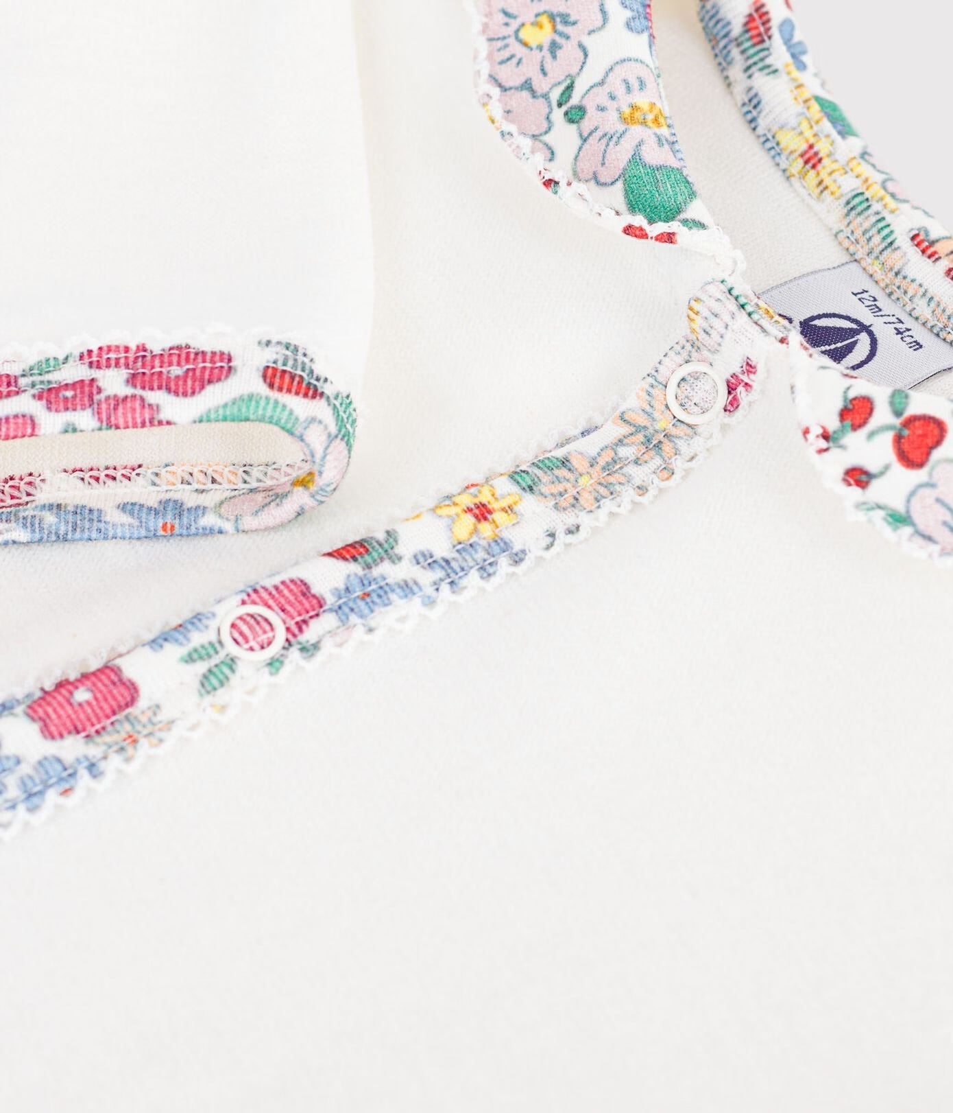 || Petit Bateau || Fluwelen boxpak met voetjes en kraagje - Bloemen