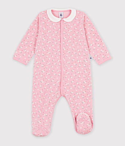 || Petit Bateau || Fluwelen boxpak met voetjes en kraagje - Bloempjes