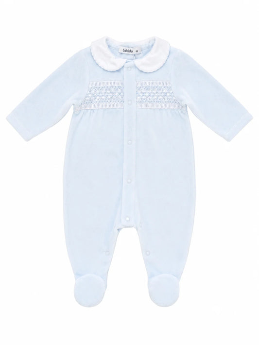 || Babidu || Velours boxpak met kraagje - Sky Blue