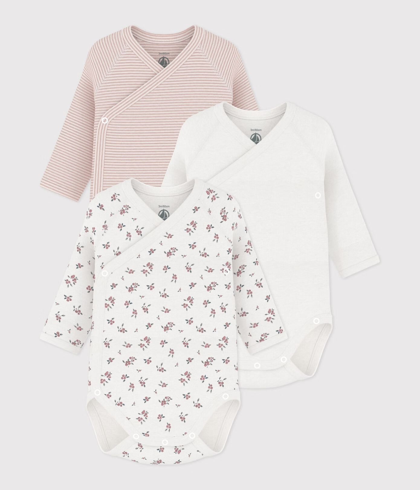 || Petit Bateau || Set overslagromper lange mouwen - Bloemetjes