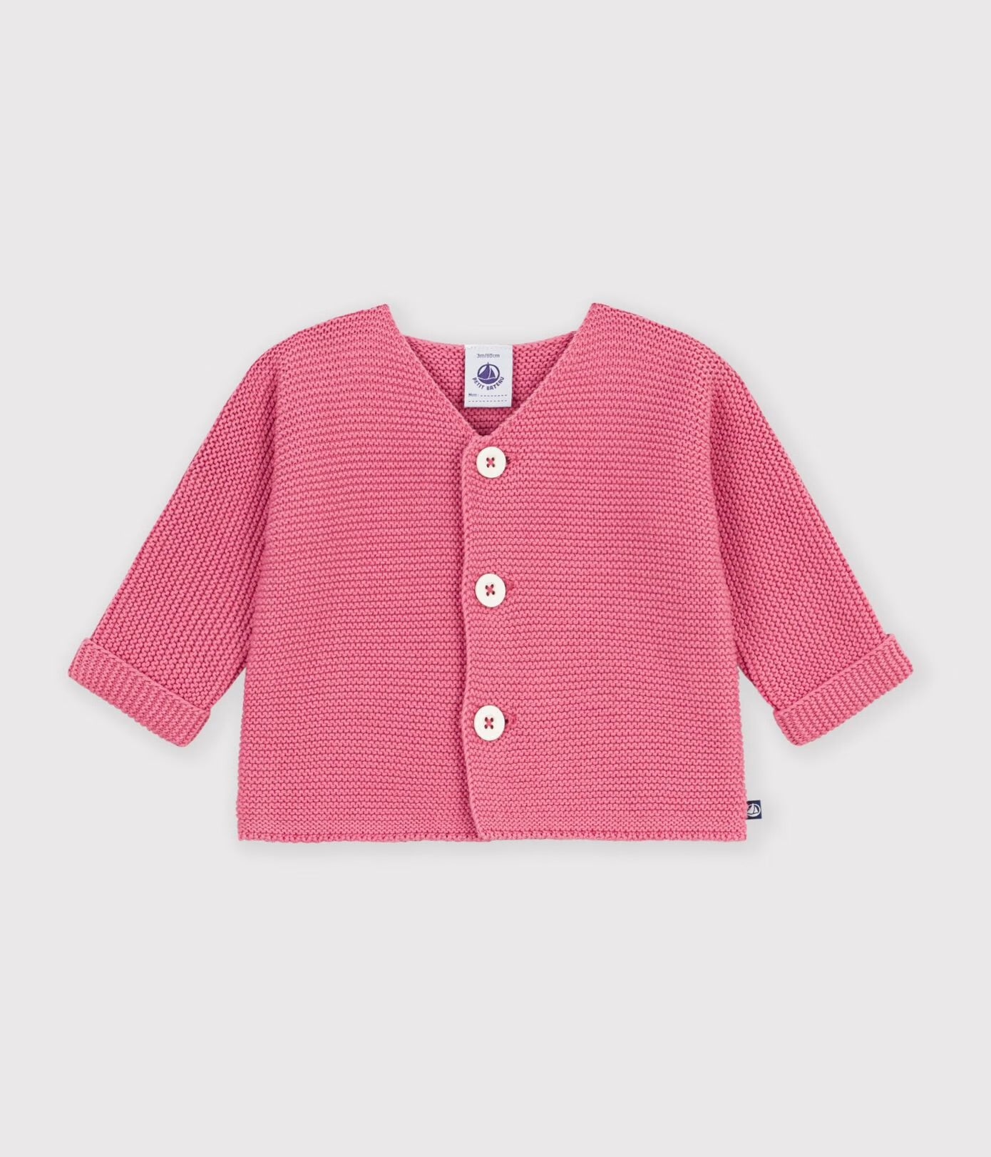 || Petit Bateau || Basis gebreid vest met knopen - Roze