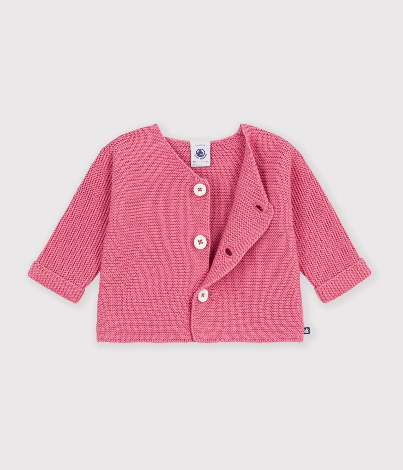 || Petit Bateau || Basis gebreid vest met knopen - Roze