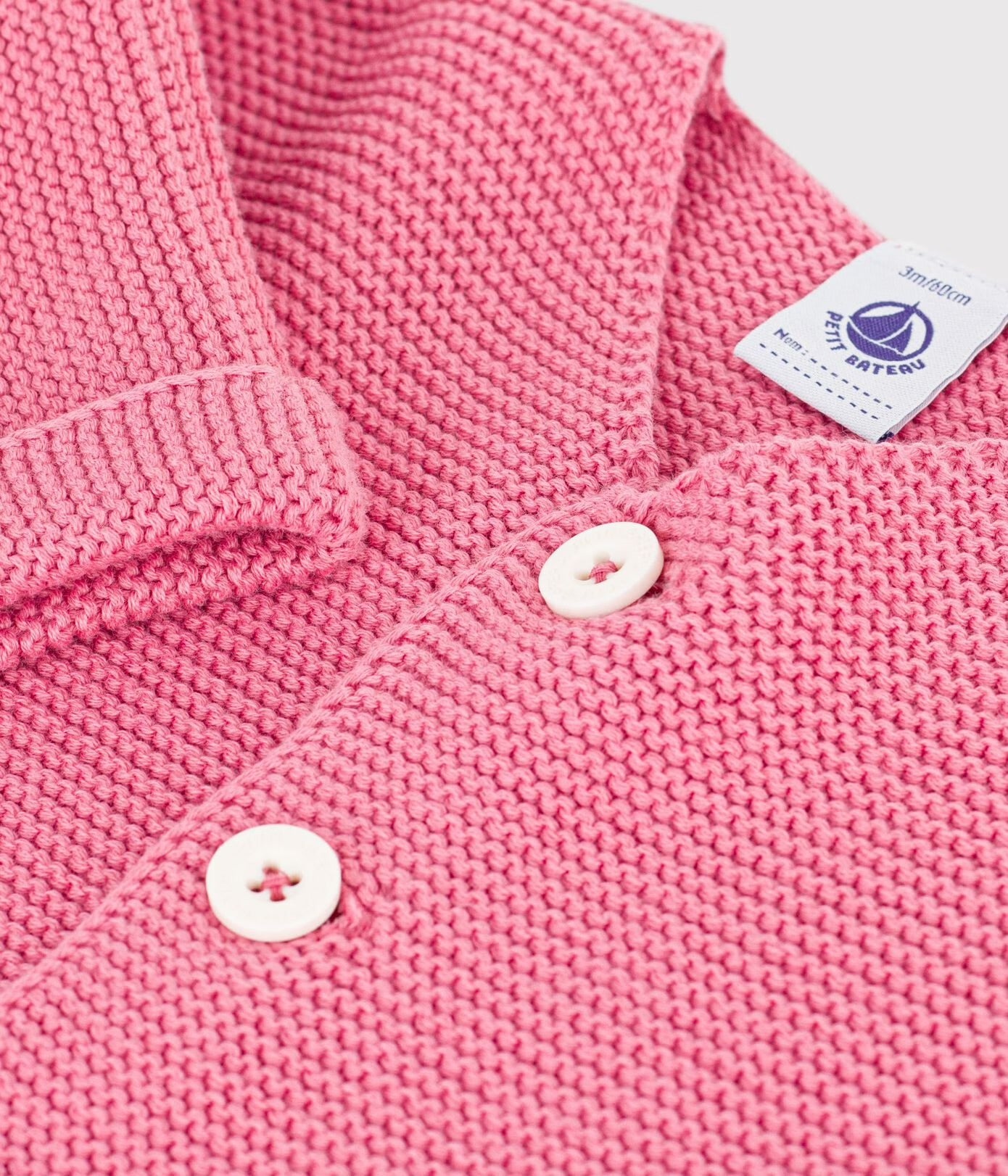 || Petit Bateau || Basis gebreid vest met knopen - Roze