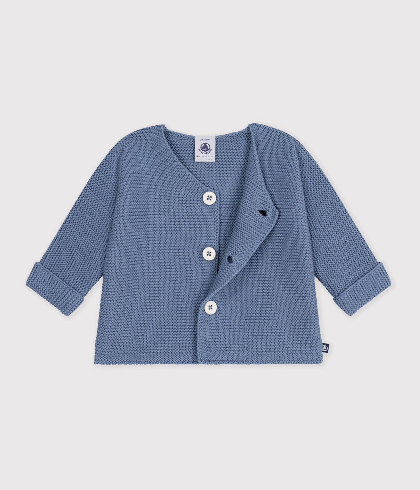 || Petit Bateau || Basis gebreid vest met knopen - Blauw