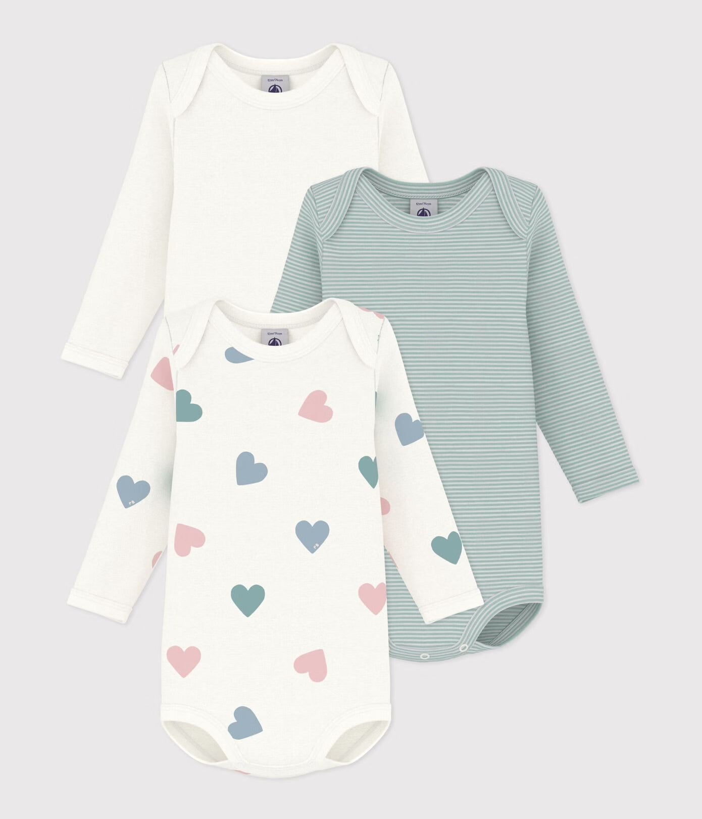 || Petit Bateau || Set romper lange mouwen - Harten Multi