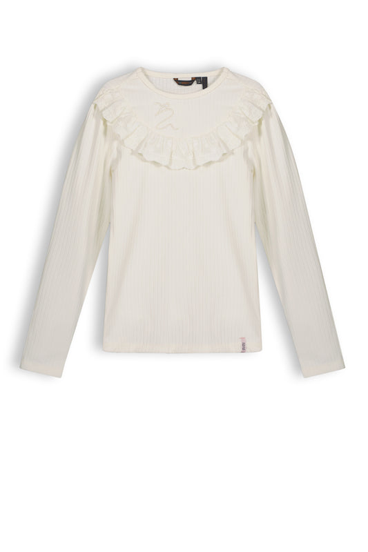 || NONO || Rib t-shirt met broderie ruffles