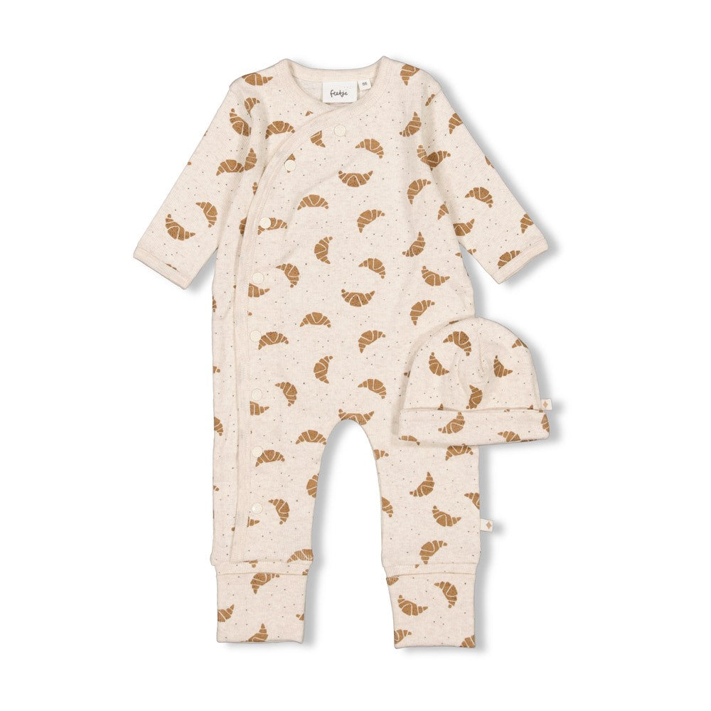 || Feetje || Basis boxpak en mutsje met croissantjes - Unisex