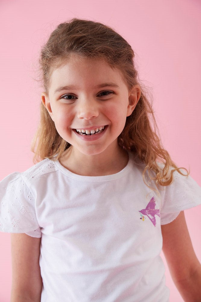 || Jubel || T-shirt met broderie en vogel- Picknick Perfect