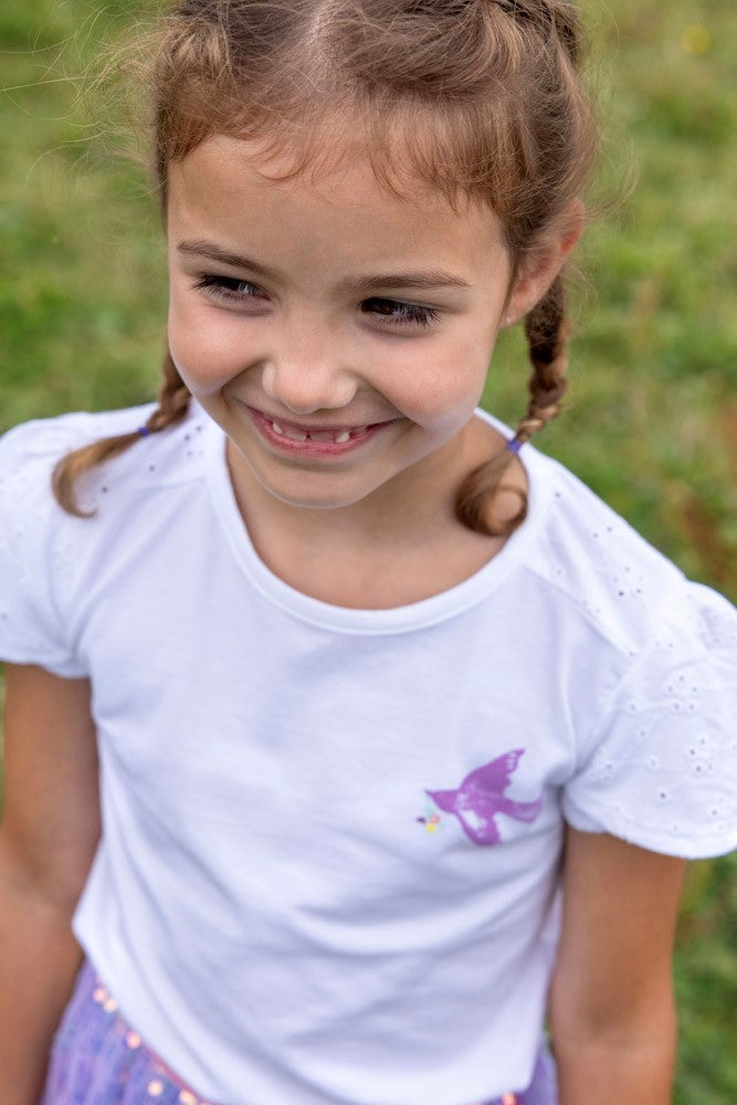 || Jubel || T-shirt met broderie en vogel- Picknick Perfect
