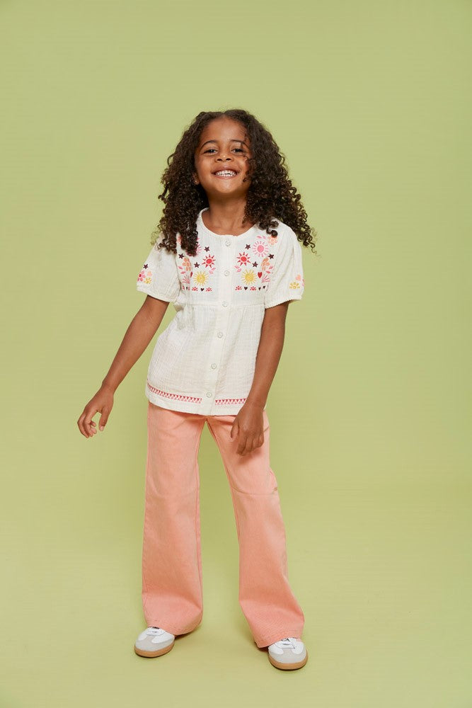 || Jubel || Mousseline blouse met borduursel - Salsa Sunset