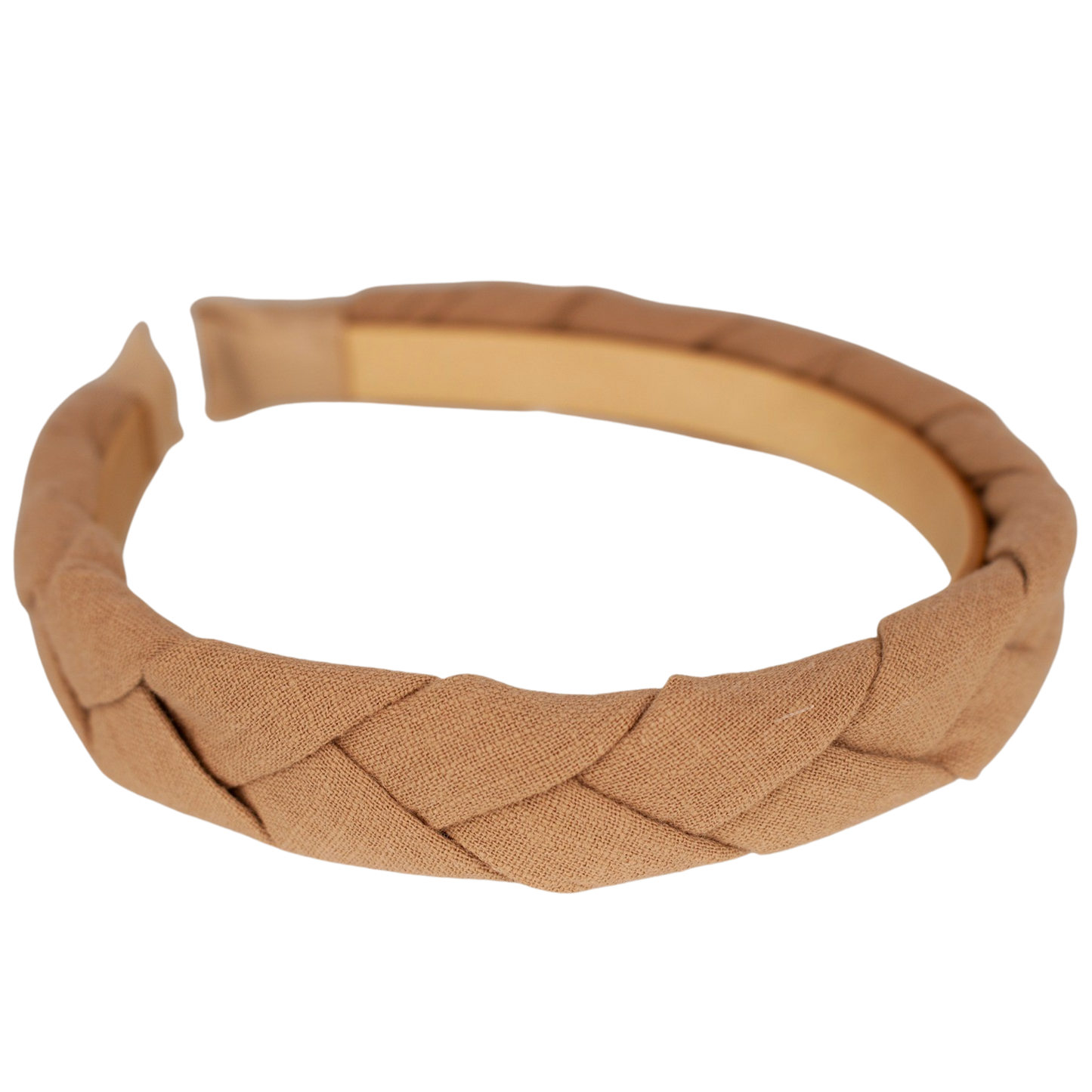 || Your Little Miss || Brede diadeem met vlecht - Bruin linnen